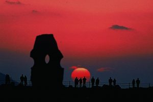 道の駅ふたみからの夕日